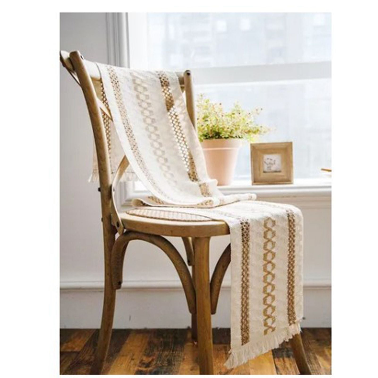 Table Runner Cotton Linen Splicing Wedding Party Table Runner with Tassels Wedding Party Decoration 30x180cm V1294-YM3118220254511-0421