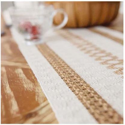 Table Runner Cotton Linen Splicing Wedding Party Table Runner with Tassels Wedding Party Decoration 30x180cm V1294-YM3118220254511-0421