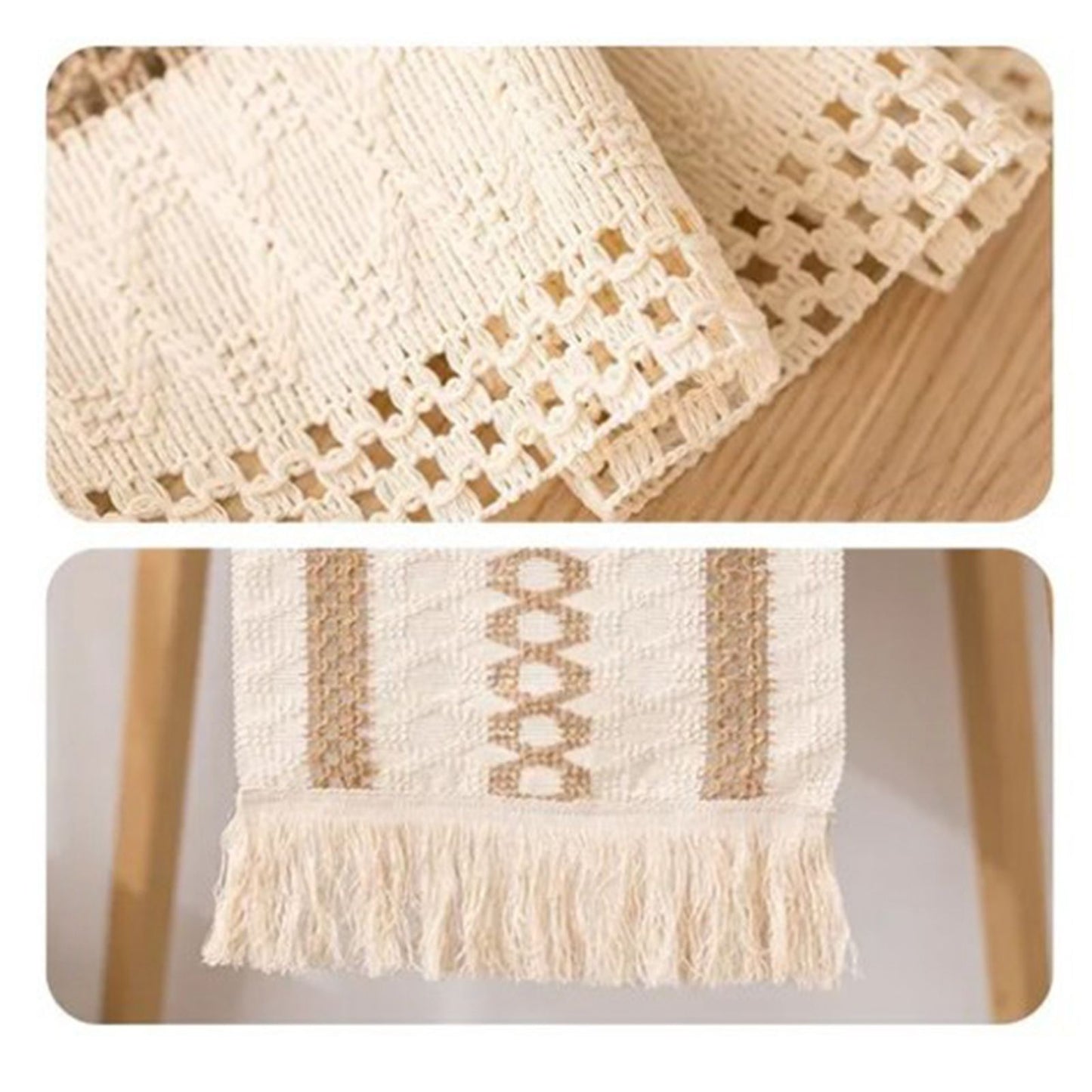 Table Runner Cotton Linen Splicing Wedding Party Table Runner with Tassels Wedding Party Decoration 30x180cm V1294-YM3118220254511-0421