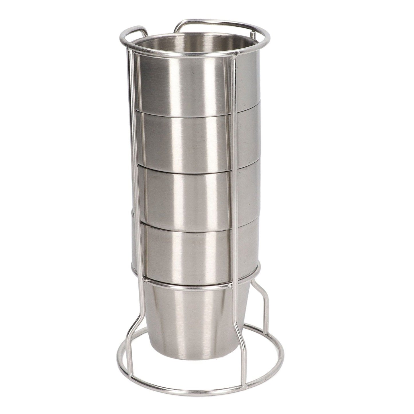 Stainless Steel Camping Cup Set of 4 Double Layer Coffee Mugs with Stand Holder Stackable Outdoor Cups for V1294-YM3118220254711-0421