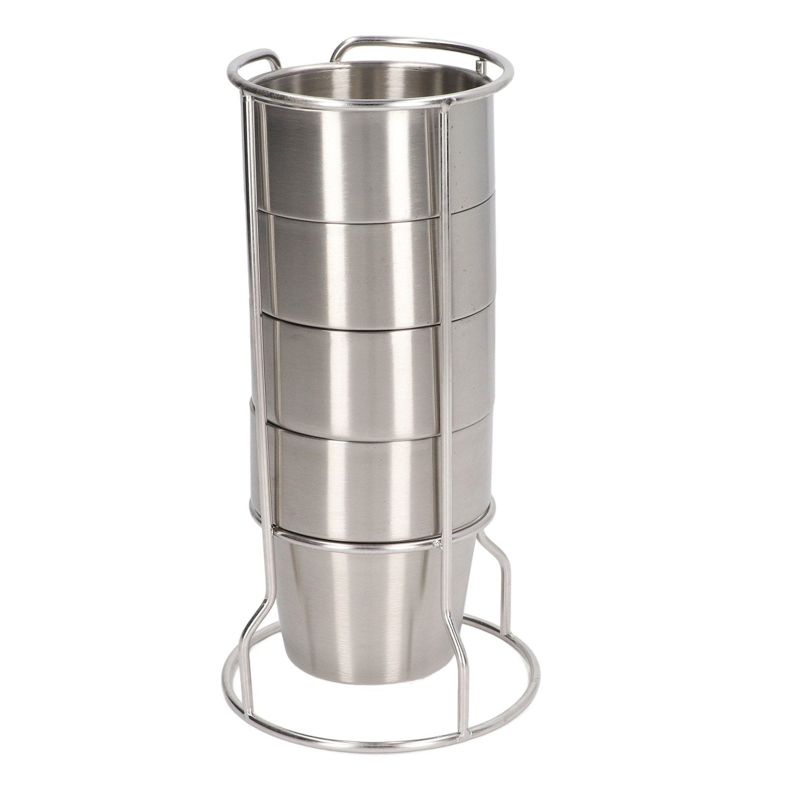 Stainless Steel Camping Cup Set of 4 Double Layer Coffee Mugs with Stand Holder Stackable Outdoor Cups for V1294-YM3118220254711-0421