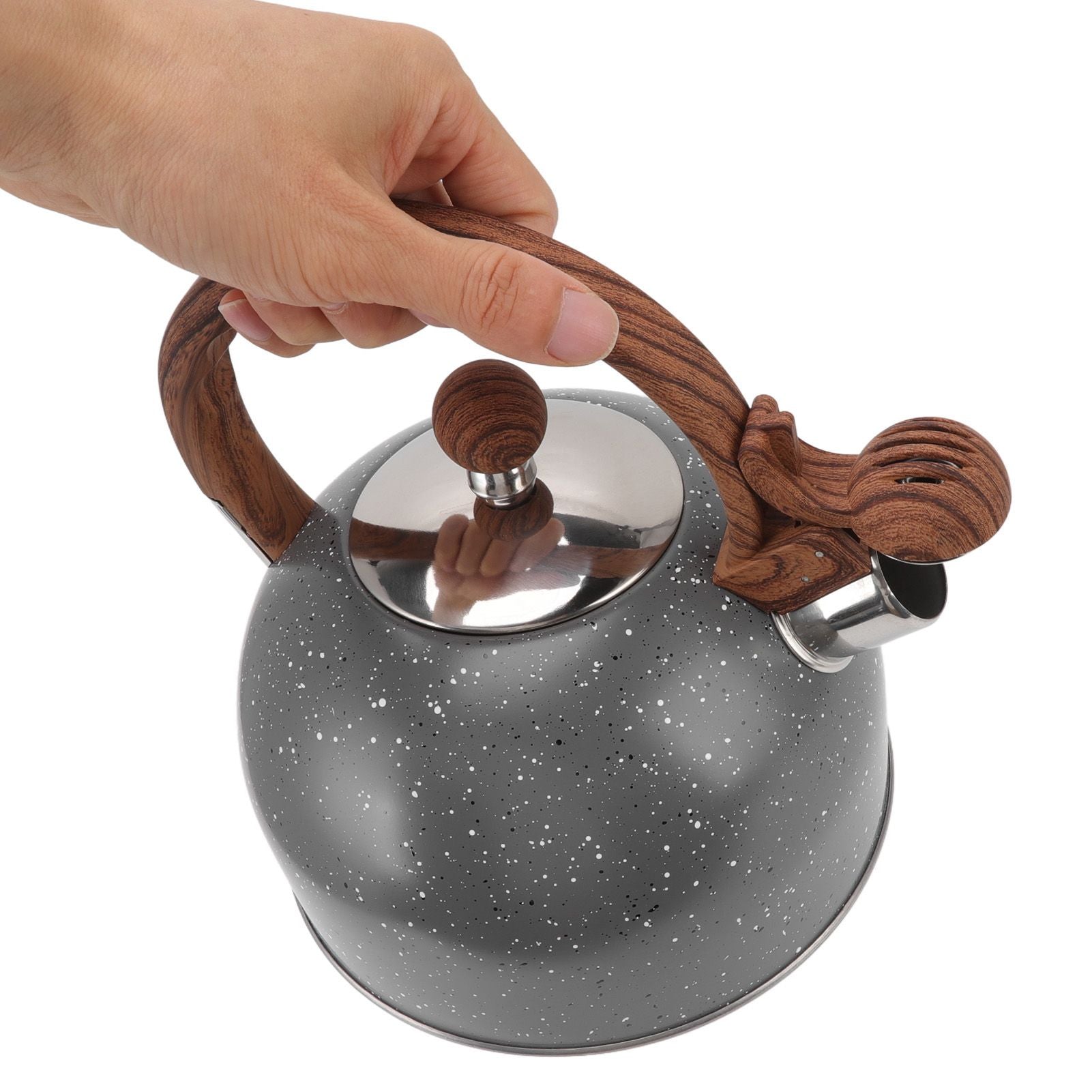 Whistling Kettle 2.5L Capacity Stainless Steel Stovetop Teapot for Water Boiling Grey V1294-YM3118220255011-0421