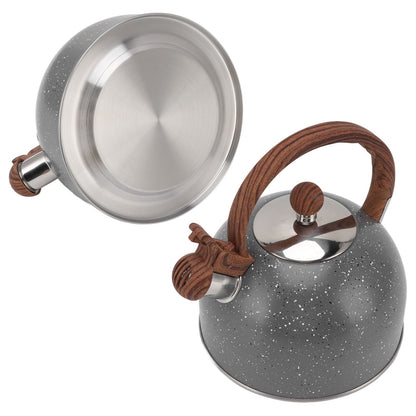 Whistling Kettle 2.5L Capacity Stainless Steel Stovetop Teapot for Water Boiling Grey V1294-YM3118220255011-0421