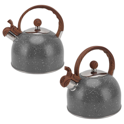 Whistling Kettle 2.5L Capacity Stainless Steel Stovetop Teapot for Water Boiling Grey V1294-YM3118220255011-0421