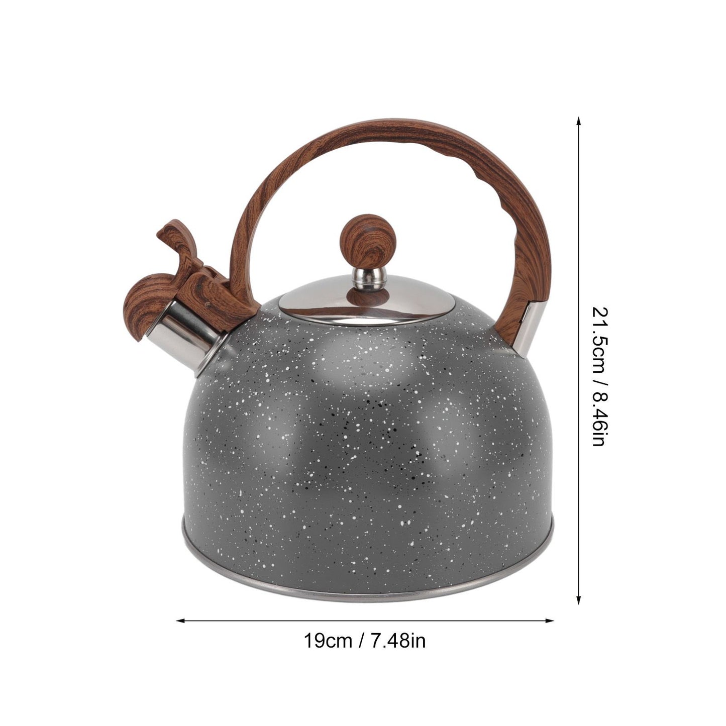 Whistling Kettle 2.5L Capacity Stainless Steel Stovetop Teapot for Water Boiling Grey V1294-YM3118220255011-0421
