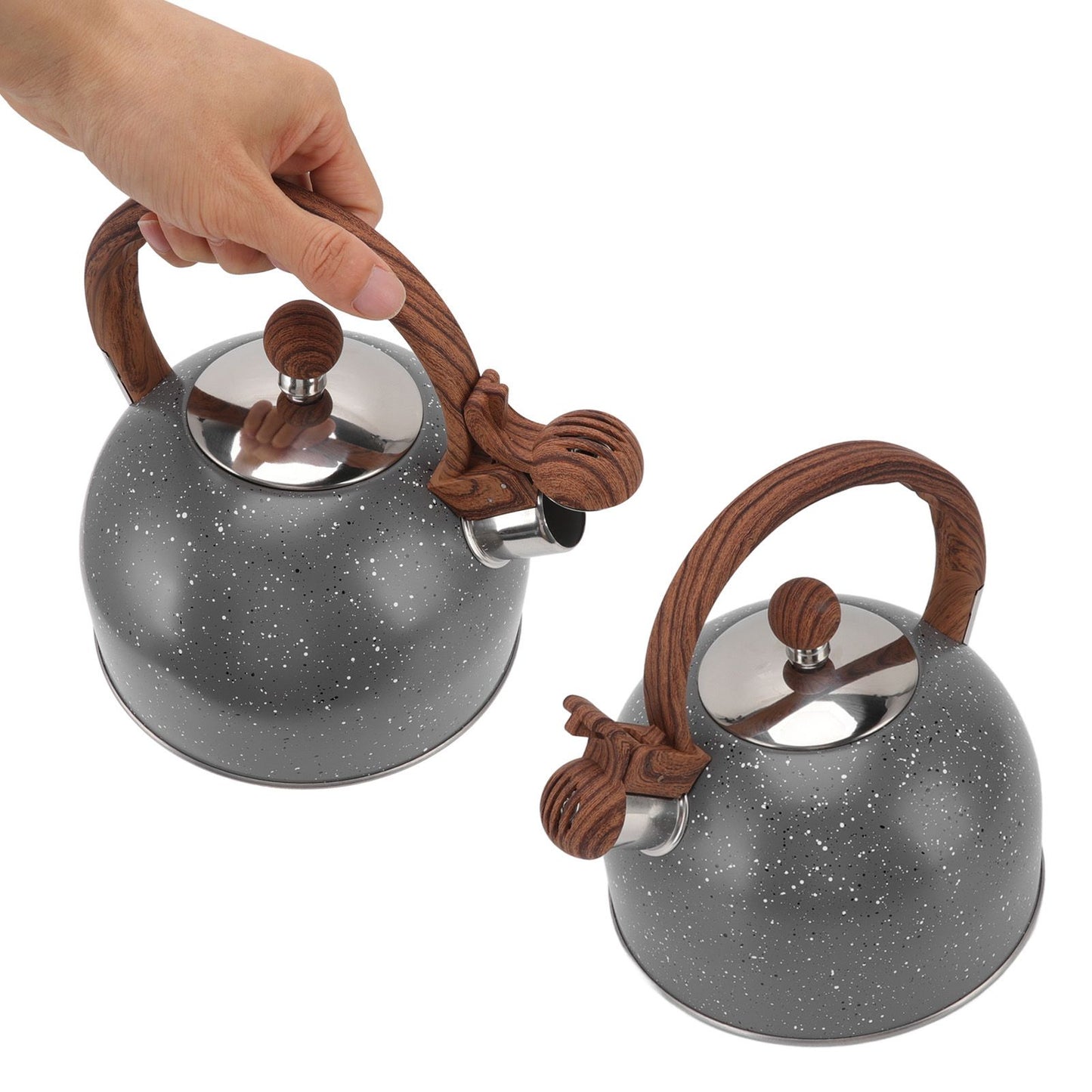 Whistling Kettle 2.5L Capacity Stainless Steel Stovetop Teapot for Water Boiling Grey V1294-YM3118220255011-0421