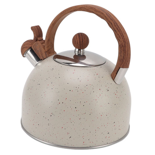 Whistling Kettle 2.5L Capacity Stainless Steel Stovetop Teapot for Water Boiling Beige V1294-YM3118220255012-0421