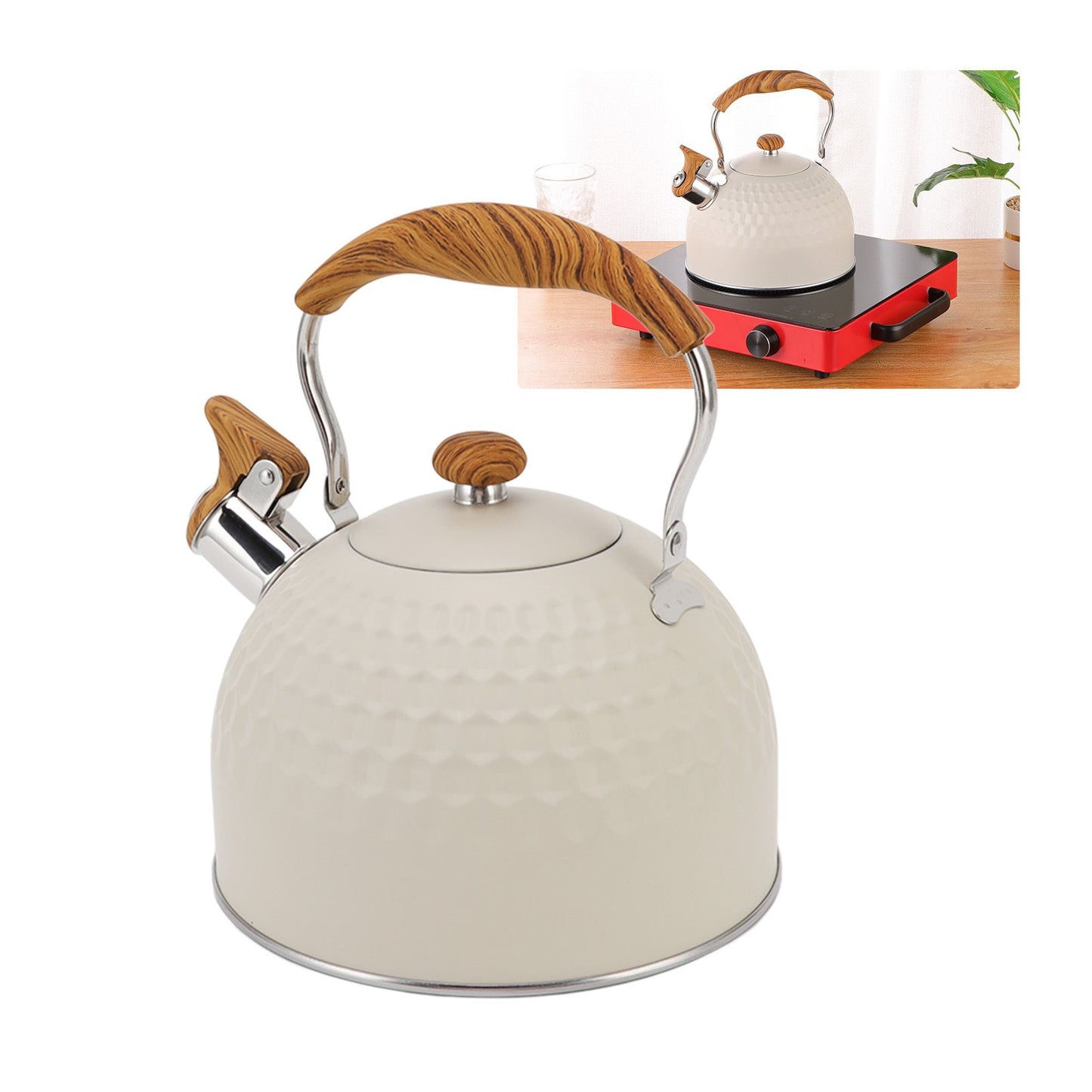 Whistling Kettle 2.5L Stainless Steel Efficient Uniform Heating Stovetop Whistling Tea Pot with Heat V1294-YM3118220255111-0421