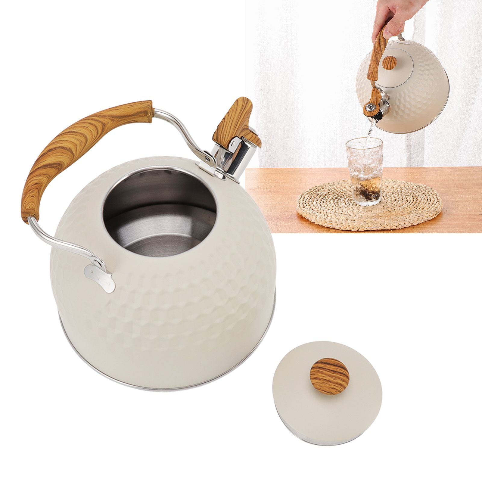 Whistling Kettle 2.5L Stainless Steel Efficient Uniform Heating Stovetop Whistling Tea Pot with Heat V1294-YM3118220255111-0421