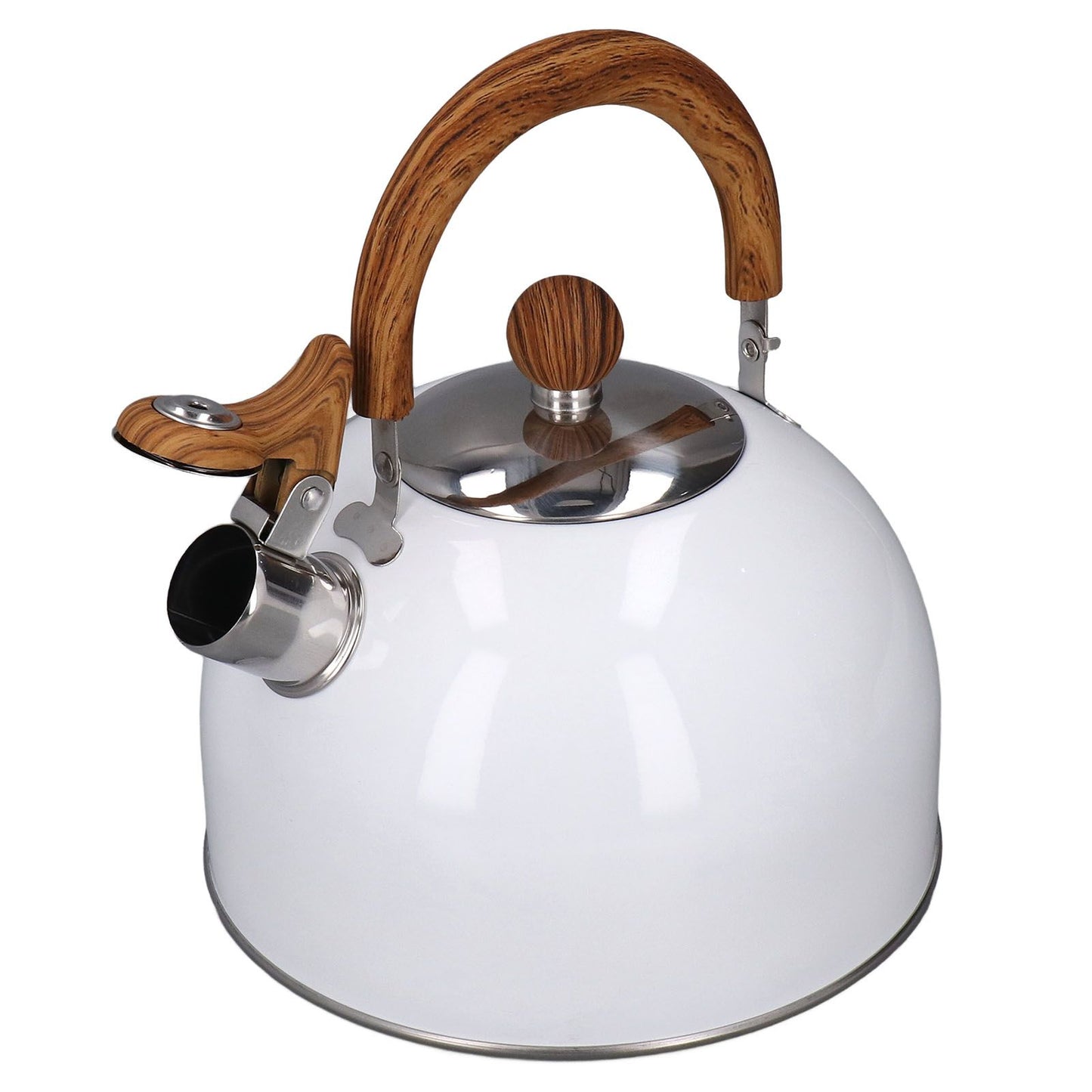 Whistling Kettle 2.5L Capacity White 304 Stainless Steel Fast Heating Ergonomic Handle Home Whistling Kettle V1294-YM3118220255611-0421