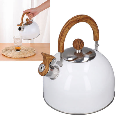 Whistling Kettle 2.5L Capacity White 304 Stainless Steel Fast Heating Ergonomic Handle Home Whistling Kettle V1294-YM3118220255611-0421