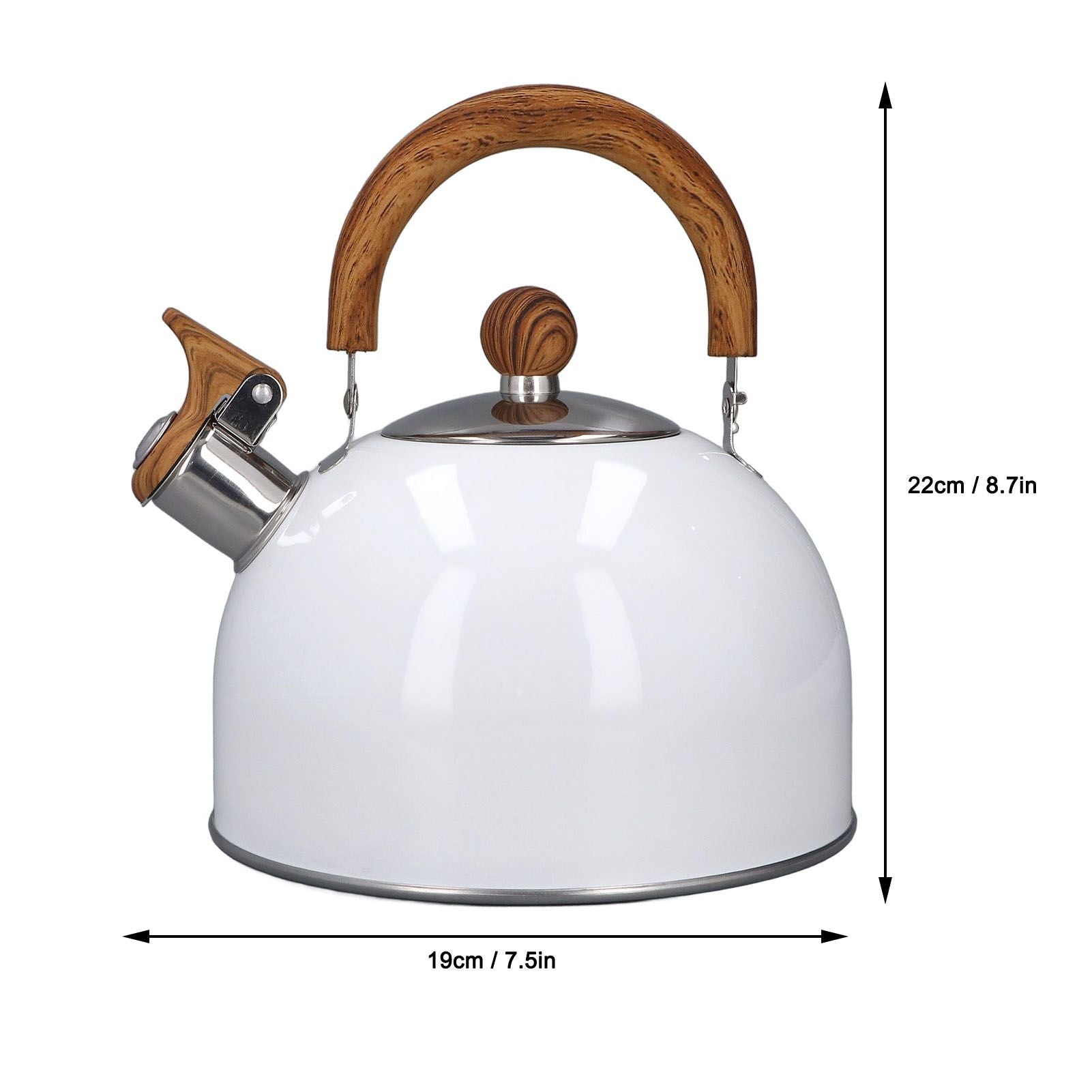 Whistling Kettle 2.5L Capacity White 304 Stainless Steel Fast Heating Ergonomic Handle Home Whistling Kettle V1294-YM3118220255611-0421