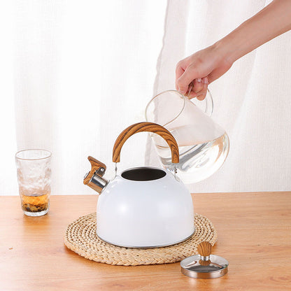 Whistling Kettle 2.5L Capacity White 304 Stainless Steel Fast Heating Ergonomic Handle Home Whistling Kettle V1294-YM3118220255611-0421
