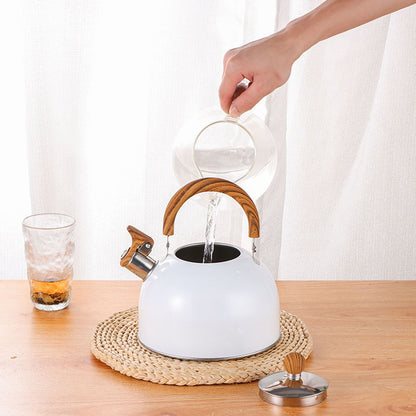 Whistling Kettle 2.5L Capacity White 304 Stainless Steel Fast Heating Ergonomic Handle Home Whistling Kettle V1294-YM3118220255611-0421