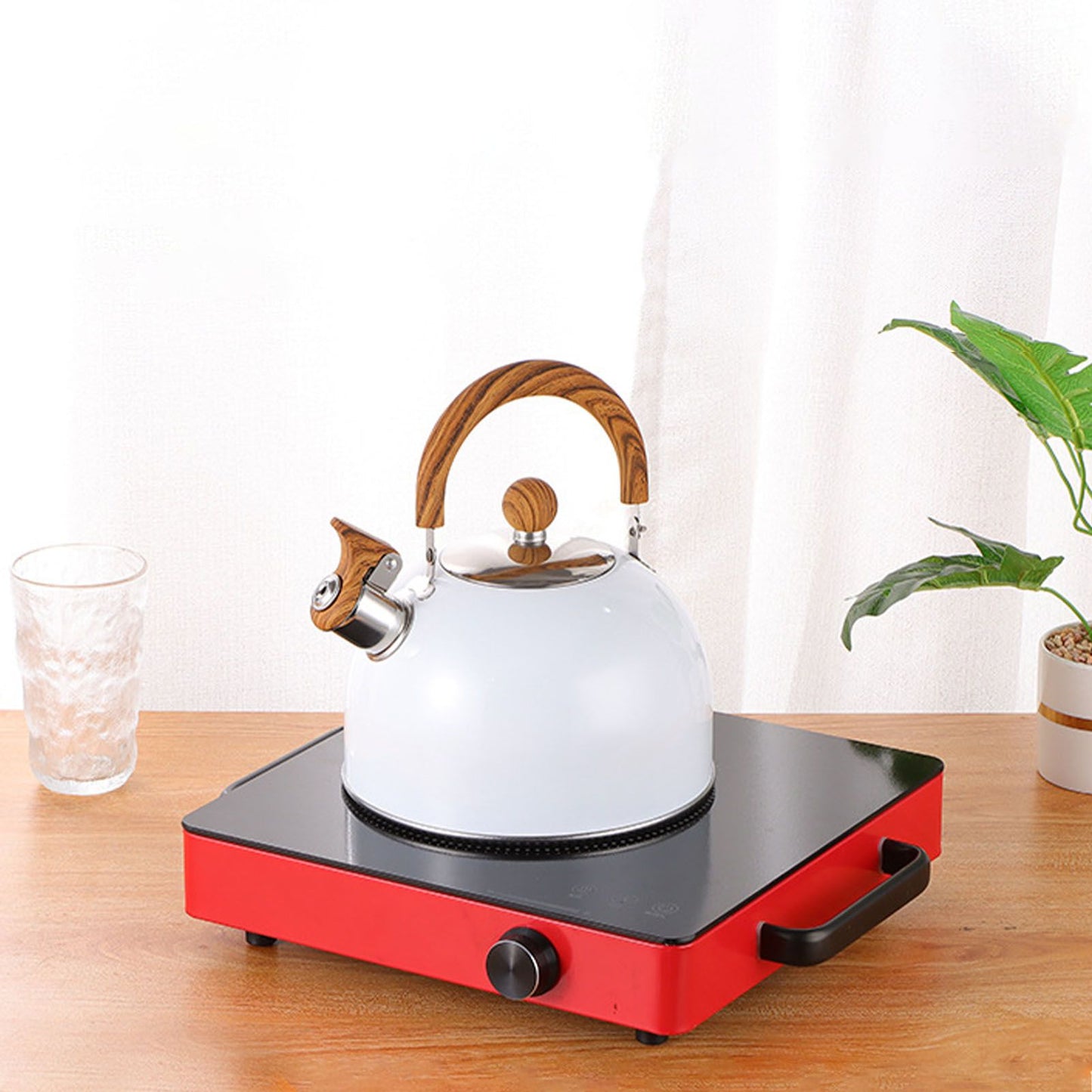 Whistling Kettle 2.5L Capacity White 304 Stainless Steel Fast Heating Ergonomic Handle Home Whistling Kettle V1294-YM3118220255611-0421