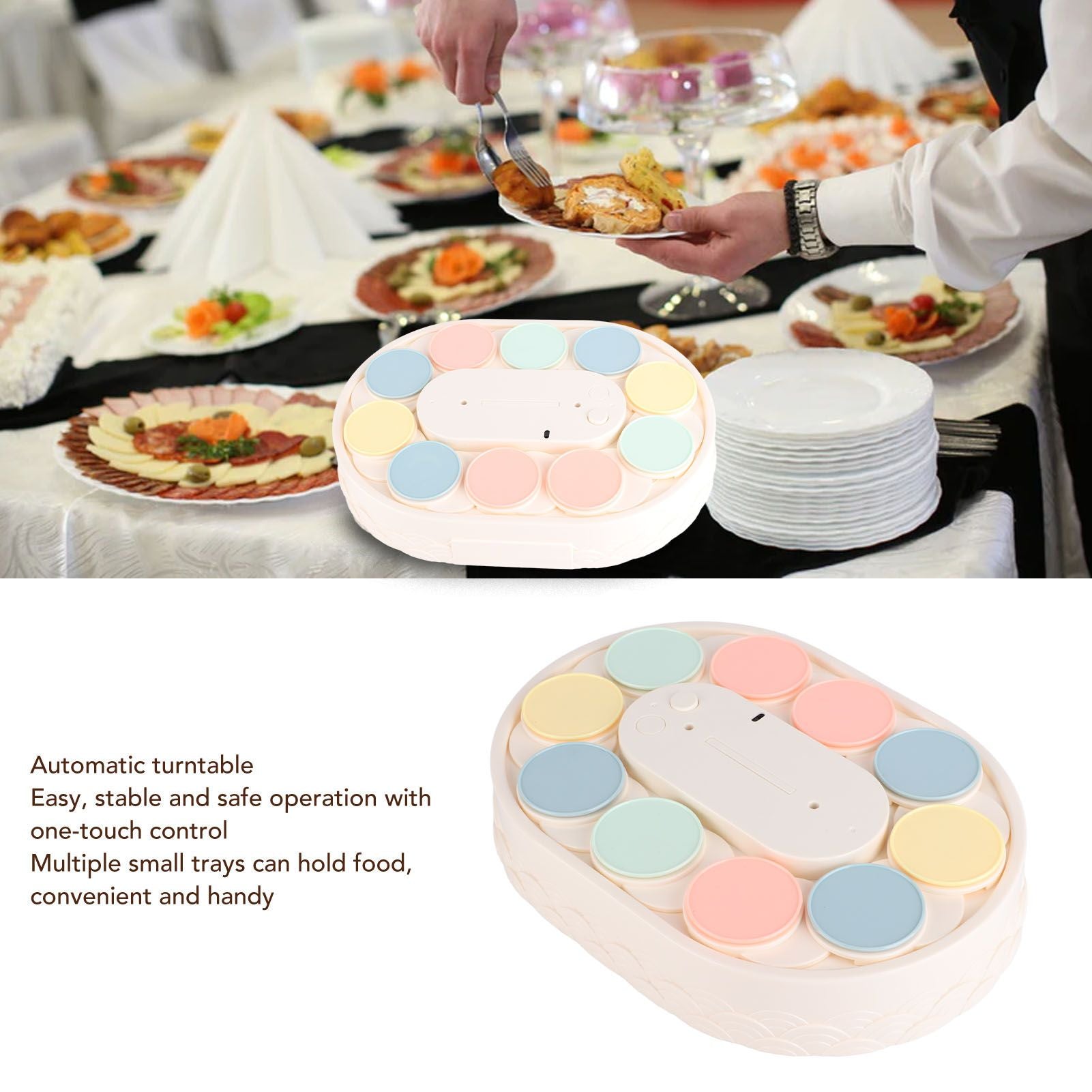 Rotary Sushi Machine Automatic Rotating Table Display Stand Swing Tray Turntable for Sushi Dessert Cupcake V1294-YM3118220256012-0421