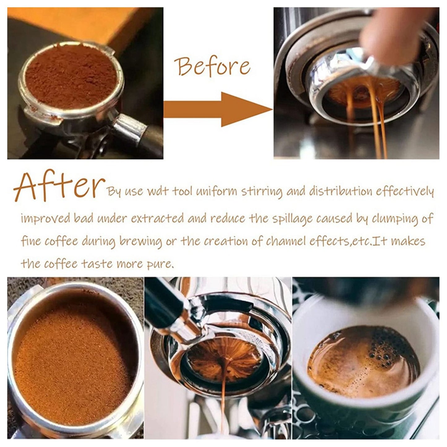 Coffee Distribution Tool Stainless Steel Aluminum Alloy Ergonomic Handle Easy Cleaning Coffee Tool for Cafe V1294-YM3118220256311-0421