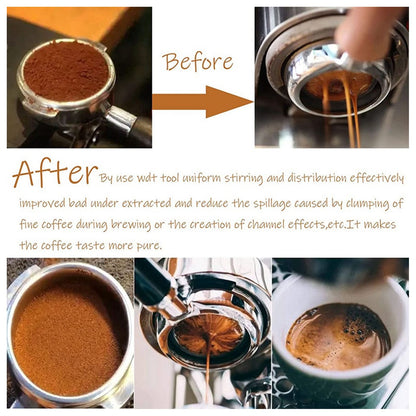 Coffee Distribution Tool Stainless Steel Aluminum Alloy Ergonomic Handle Easy Cleaning Coffee Tool for Cafe V1294-YM3118220256311-0421