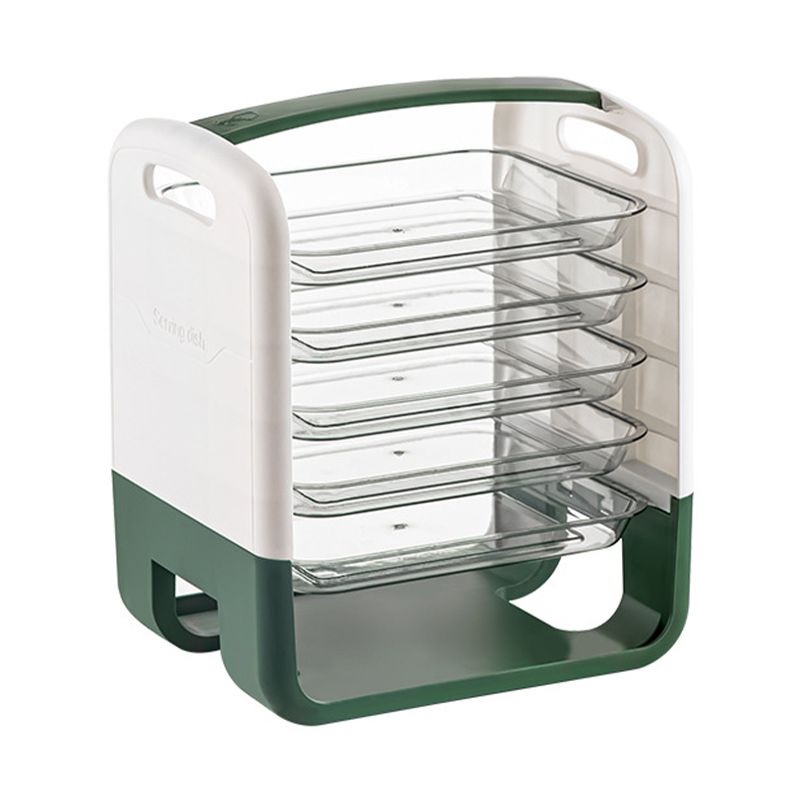 Four Layers Dish Preparation Plate Drawer Design Plastic Vegetable Preparation Rack Kitchen Storage Rack Green V1294-YM3118220256711-0421