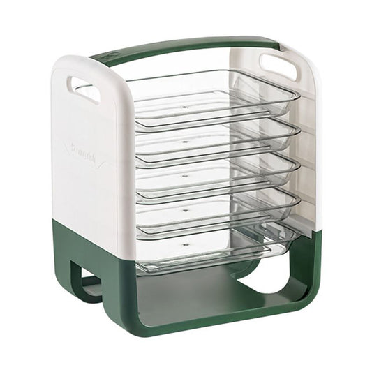 Four Layers Dish Preparation Plate Drawer Design Plastic Vegetable Preparation Rack Kitchen Storage Rack Green V1294-YM3118220256711-0421