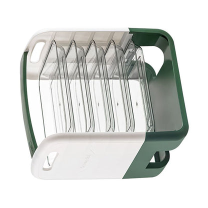 Four Layers Dish Preparation Plate Drawer Design Plastic Vegetable Preparation Rack Kitchen Storage Rack Green V1294-YM3118220256711-0421
