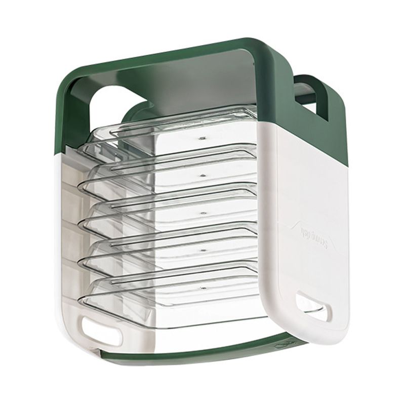 Four Layers Dish Preparation Plate Drawer Design Plastic Vegetable Preparation Rack Kitchen Storage Rack Green V1294-YM3118220256711-0421