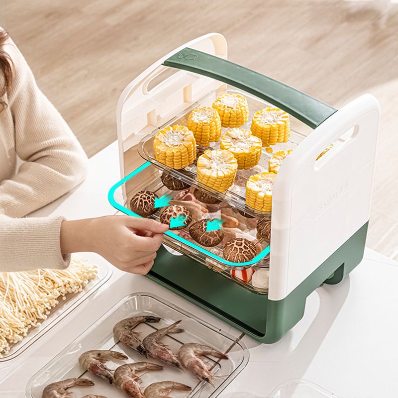 Four Layers Dish Preparation Plate Drawer Design Plastic Vegetable Preparation Rack Kitchen Storage Rack Green V1294-YM3118220256711-0421