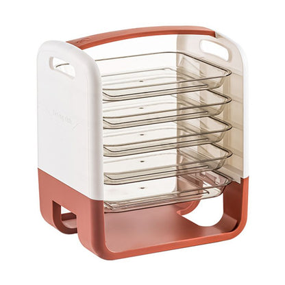 Four Layers Dish Preparation Plate Drawer Design Plastic Vegetable Preparation Rack Kitchen Storage Rack Pink V1294-YM3118220256712-0421