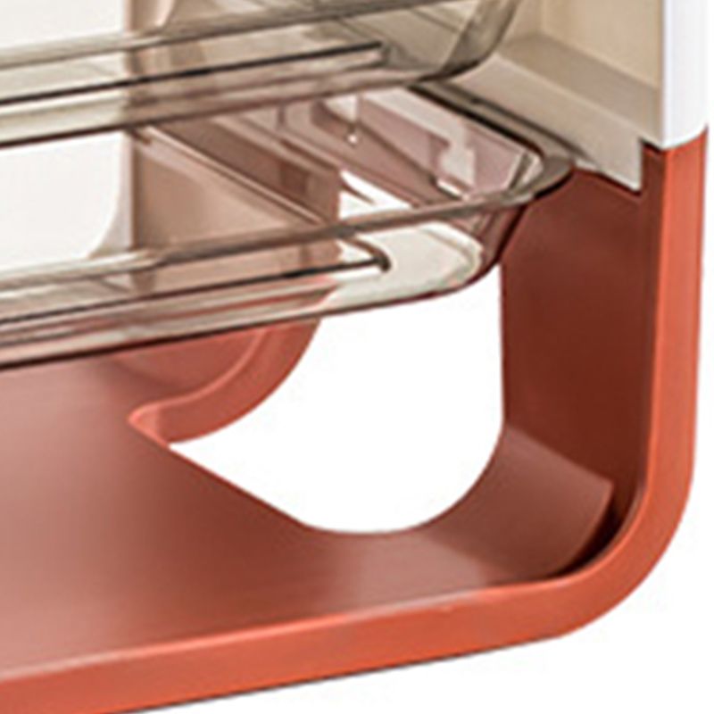 Four Layers Dish Preparation Plate Drawer Design Plastic Vegetable Preparation Rack Kitchen Storage Rack Pink V1294-YM3118220256712-0421