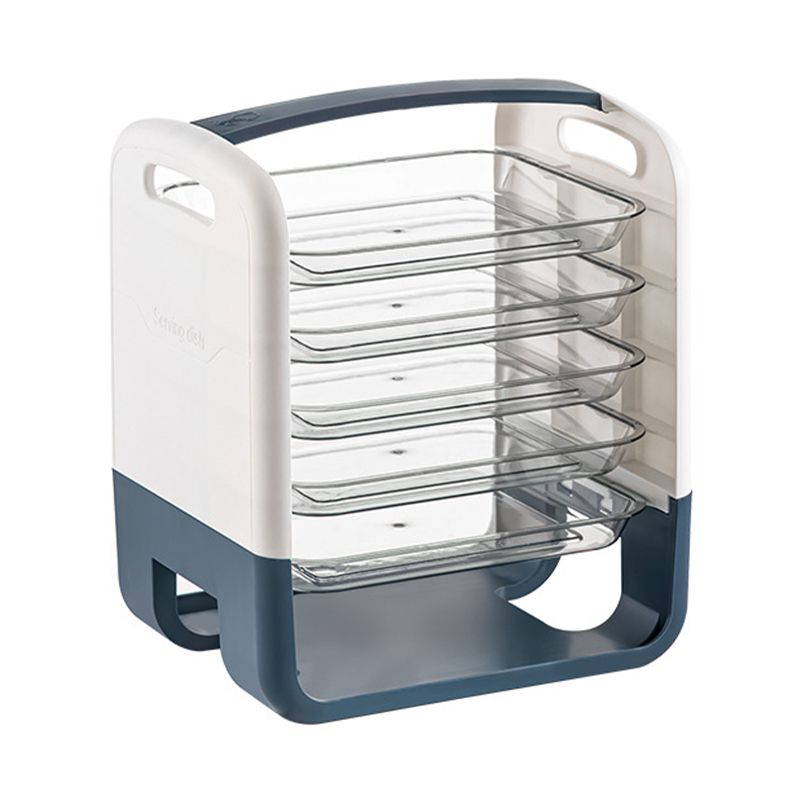 Four Layers Dish Preparation Plate Drawer Design Plastic Vegetable Preparation Rack Kitchen Storage Rack Blue V1294-YM3118220256713-0421