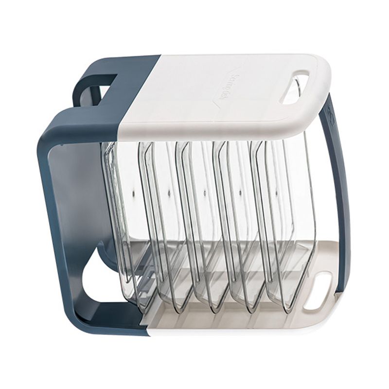 Four Layers Dish Preparation Plate Drawer Design Plastic Vegetable Preparation Rack Kitchen Storage Rack Blue V1294-YM3118220256713-0421