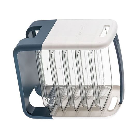 Four Layers Dish Preparation Plate Drawer Design Plastic Vegetable Preparation Rack Kitchen Storage Rack Blue V1294-YM3118220256713-0421