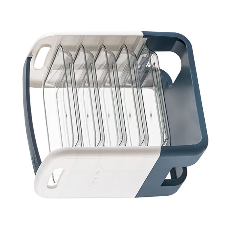 Four Layers Dish Preparation Plate Drawer Design Plastic Vegetable Preparation Rack Kitchen Storage Rack Blue V1294-YM3118220256713-0421