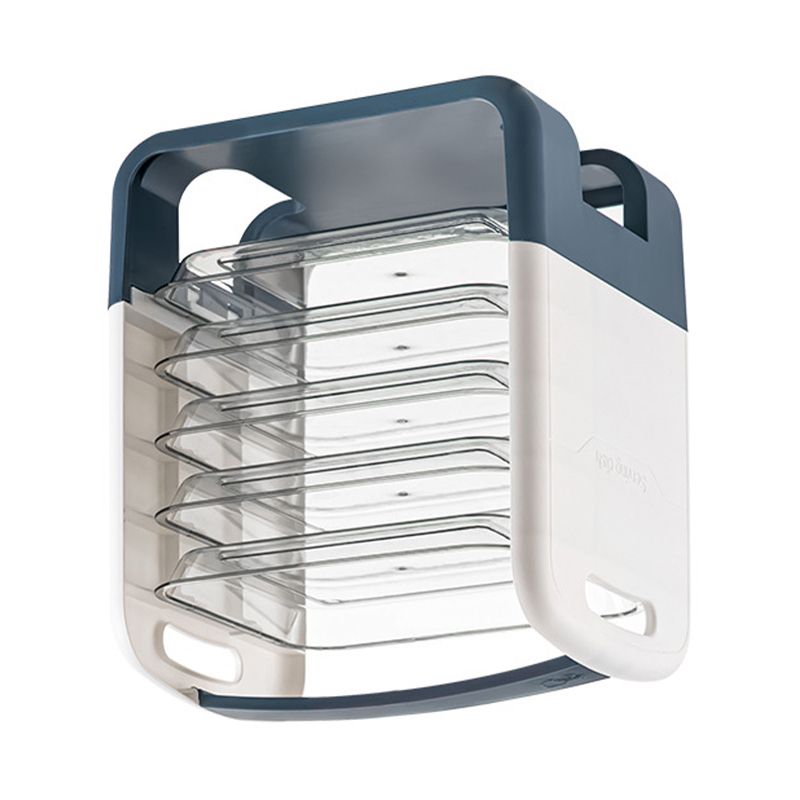 Four Layers Dish Preparation Plate Drawer Design Plastic Vegetable Preparation Rack Kitchen Storage Rack Blue V1294-YM3118220256713-0421