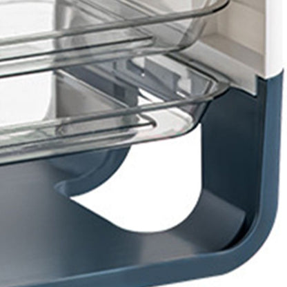 Four Layers Dish Preparation Plate Drawer Design Plastic Vegetable Preparation Rack Kitchen Storage Rack Blue V1294-YM3118220256713-0421