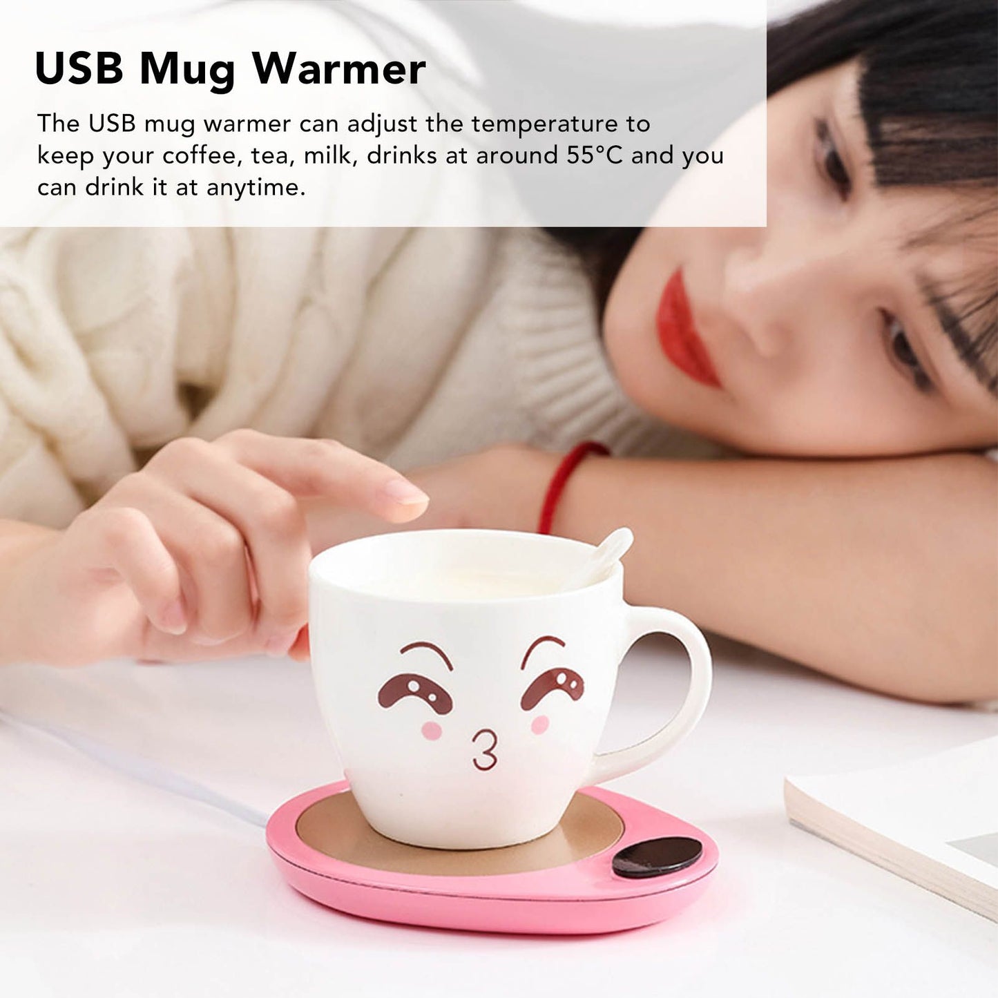 USB Mug Warmer Constant Temp Waterproof Adjustable Electric Beverage Heating Plate for Ceramic Coffee Cups V1294-YM3118220256911-0421
