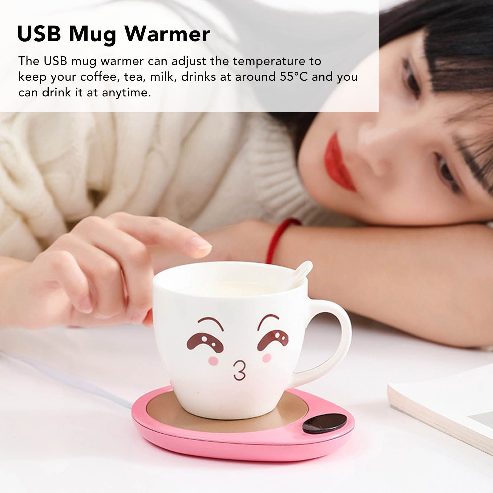 USB Mug Warmer Constant Temp Waterproof Adjustable Electric Beverage Heating Plate for Ceramic Coffee Cups V1294-YM3118220256911-0421