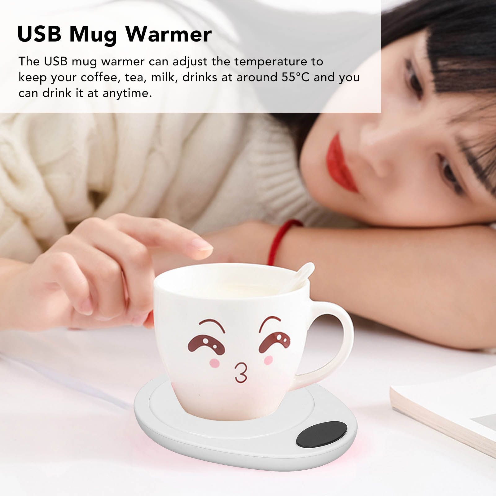 USB Mug Warmer Constant Temp Waterproof Adjustable Electric Beverage Heating Plate for Ceramic Coffee Cups V1294-YM3118220256912-0421