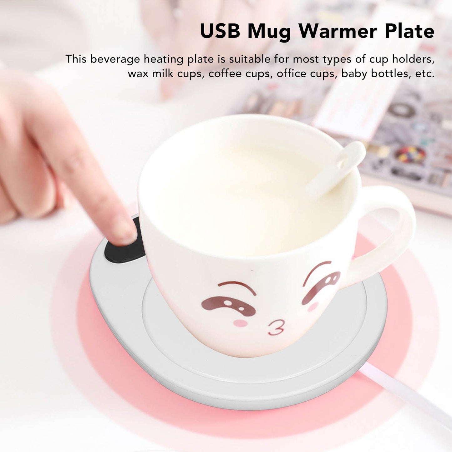USB Mug Warmer Constant Temp Waterproof Adjustable Electric Beverage Heating Plate for Ceramic Coffee Cups V1294-YM3118220256912-0421