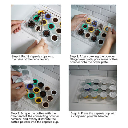 12 Holes Manual Coffee Capsules Filling Board Reusable Coffee Capsule Holder Rack with Coffee Tamper V1294-YM3118220258211-0421