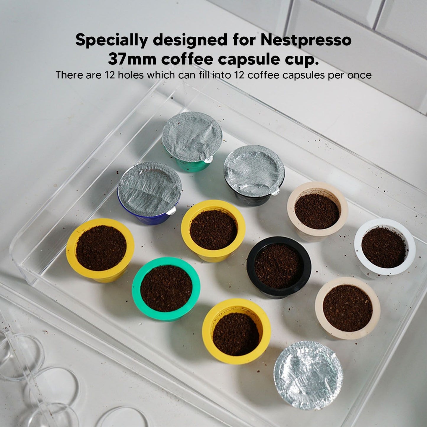 12 Holes Manual Coffee Capsules Filling Board Reusable Coffee Capsule Holder Rack with Coffee Tamper V1294-YM3118220258211-0421
