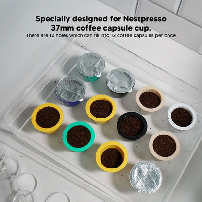 12 Holes Manual Coffee Capsules Filling Board Reusable Coffee Capsule Holder Rack with Coffee Tamper V1294-YM3118220258211-0421