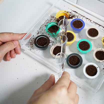 12 Holes Manual Coffee Capsules Filling Board Reusable Coffee Capsule Holder Rack with Coffee Tamper V1294-YM3118220258211-0421