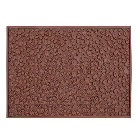 Non Slip Cup Mat Coffee Bean Design Desktop Bar Counter PVC Pad for Water Draining Filtering Brown V1294-YM3118220262911-0421