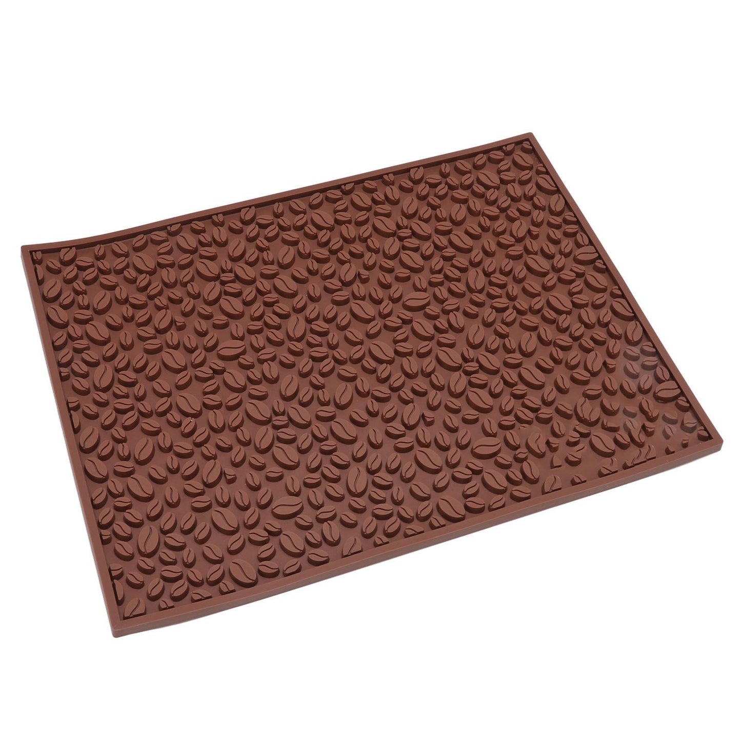 Non Slip Cup Mat Coffee Bean Design Desktop Bar Counter PVC Pad for Water Draining Filtering Brown V1294-YM3118220262911-0421