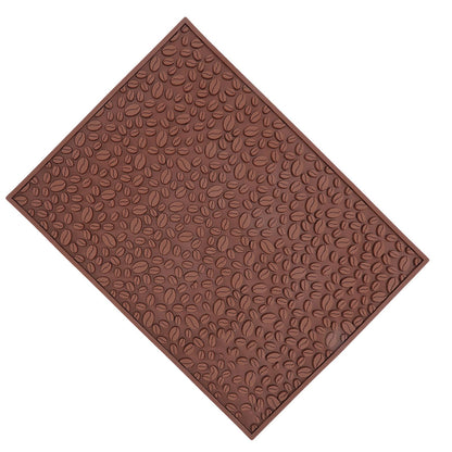 Non Slip Cup Mat Coffee Bean Design Desktop Bar Counter PVC Pad for Water Draining Filtering Brown V1294-YM3118220262911-0421