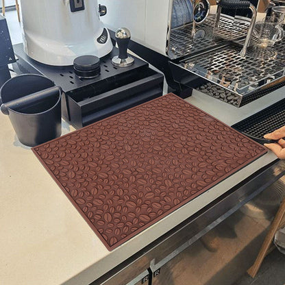 Non Slip Cup Mat Coffee Bean Design Desktop Bar Counter PVC Pad for Water Draining Filtering Brown V1294-YM3118220262911-0421