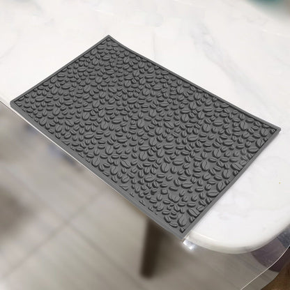 Non Slip Cup Mat Coffee Bean Design Desktop Bar Counter PVC Pad for Water Draining Filtering Grey V1294-YM3118220262914-0421