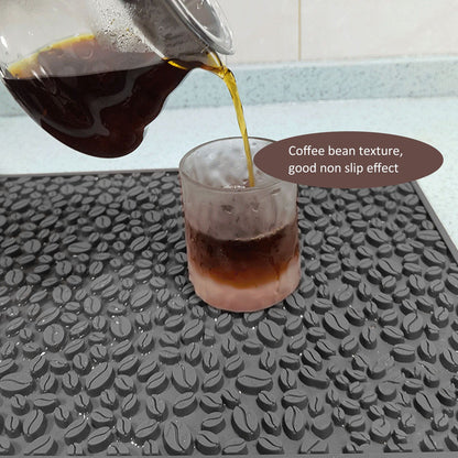 Non Slip Cup Mat Coffee Bean Design Desktop Bar Counter PVC Pad for Water Draining Filtering Grey V1294-YM3118220262914-0421