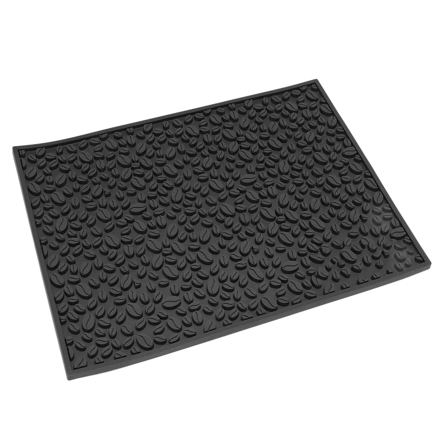 Non Slip Cup Mat Coffee Bean Design Desktop Bar Counter PVC Pad for Water Draining Filtering Black V1294-YM3118220262915-0421